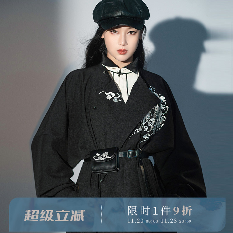 拟梦国风圆领袍帅气潮流春秋酷飒