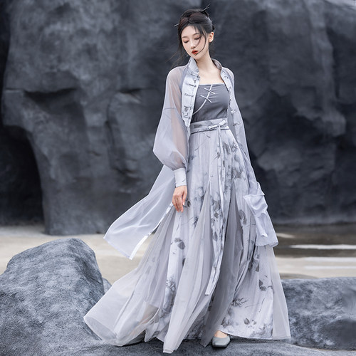 拟梦植物染新中式连衣裙套装