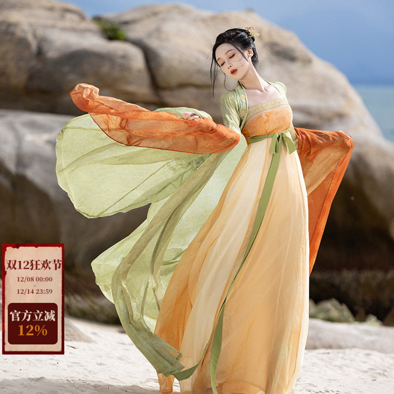 拟梦汉服连衣裙大袖衫唐风套装