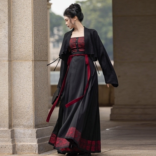 明制马面裙仿主腰法门寺红黑御姐系日常汉服 拟梦原创夜色红蕾