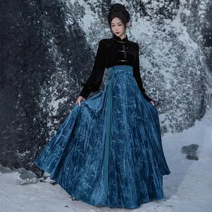 拟梦雪竹 丝绒破裙4.5米摆春秋冬百搭斯嘉丽绿雀蓝橘红 多色基础款