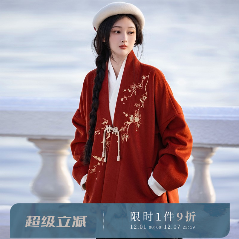 拟梦秋冬新年红色汉服外套