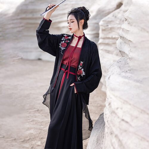 拟梦人棉玫瑰刺绣宋裤飞机袖汉服