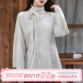 打底基础款 拟梦国风 素短衫 原创竖领唐风汉元 百搭丝绒破裙 苏雪