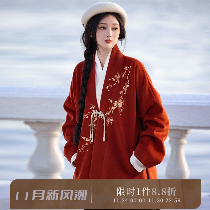 拟梦秋冬新年红色汉服外套