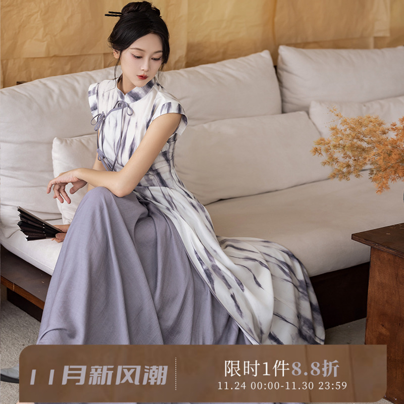 显瘦新中式改良不规则旗袍