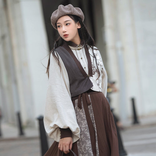 拟梦国风晚来秋原创日常英伦文艺汉元素立领上班穿改良轻汉服套装