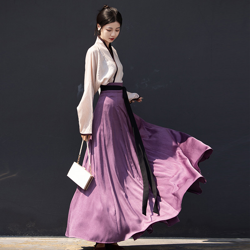 拟梦夏至原创国风配衬衫飞机袖一片式十破裙显瘦唐风日常汉服秋款