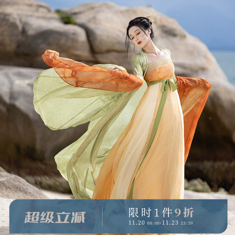 拟梦汉服连衣裙大袖衫唐风套装