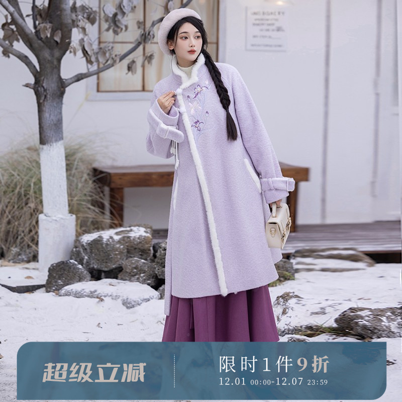 拟梦秋冬保暖呢子外套新中式大衣