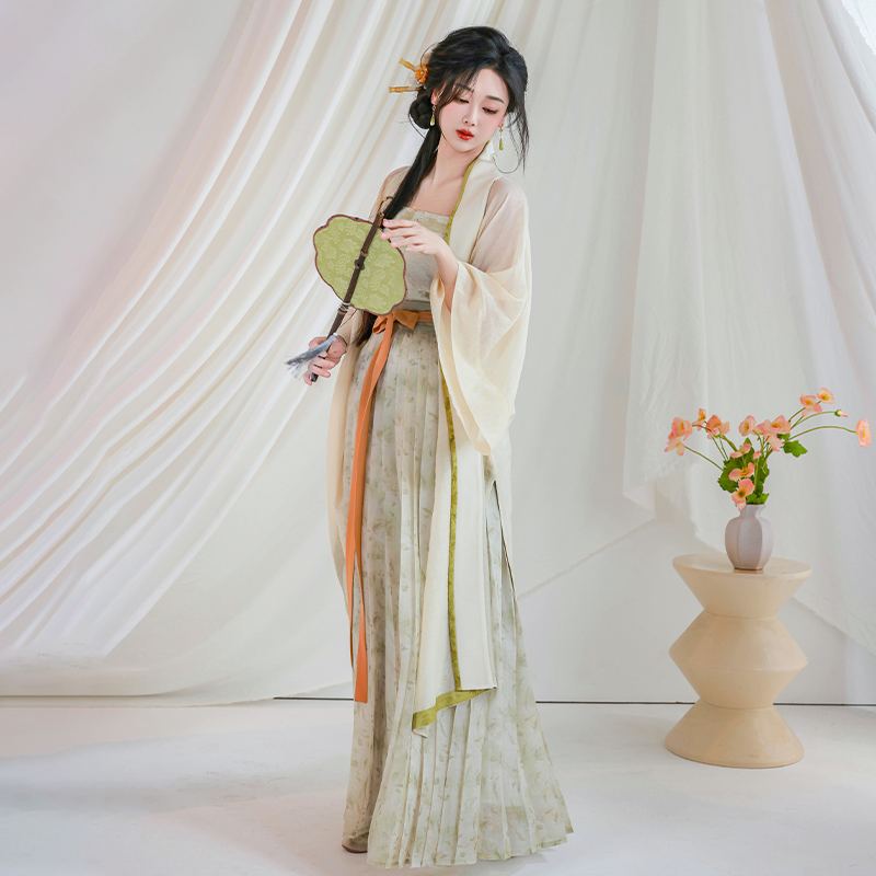 拟梦原创晓山青 宋制汉服长干寺百迭裙日常通勤清新春秋碎花钉珠,女装/女士精品,汉服套装,淘宝优惠券,粉丝福利购,淘宝优惠卷