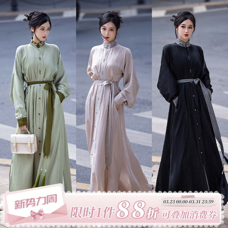 拟梦共潮生国风原创改良立领汉服连衣裙长衬衫通勤日常上班穿春秋