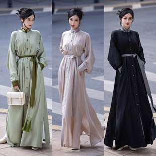 通勤日常上班穿春秋 拟梦共潮生国风原创改良立领汉服连衣裙长衬衫