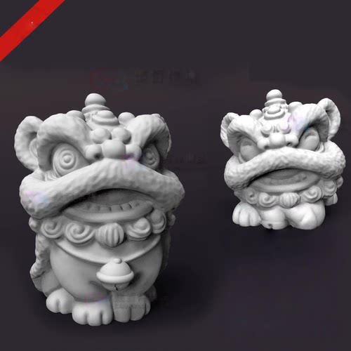 舞狮醒狮客家狮财运吉祥物摆件圆雕图雕刻3D打印素材STL格式模型