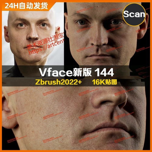 XYZ/Vface新版ZBrush写实高清扫描模型头16K皮肤贴图Hans144