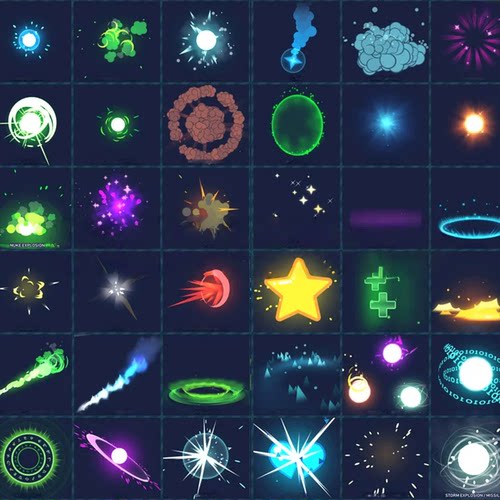 600多unity卡通特效游戏素材二次元技能爆炸烟雾喷火2d粒子u3d