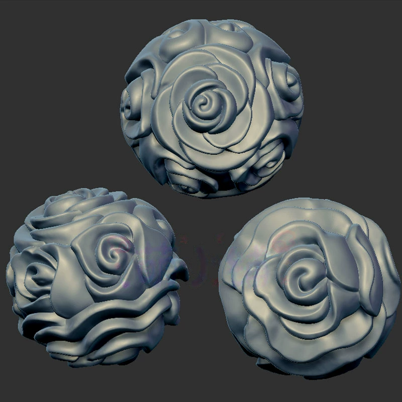 玫瑰花珠子手串三维立体图圆雕图图纸stl文件雕刻机3d模型602