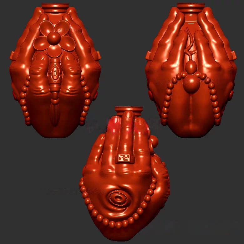 花朵佛手天珠三维立体图圆雕图stl文件雕刻机3d模型4229