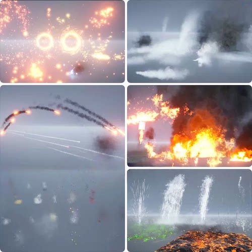 ue5ue4粒子特效魔法火球投射爆炸烟雾灰尘导弹拖尾虚幻引擎5素材
