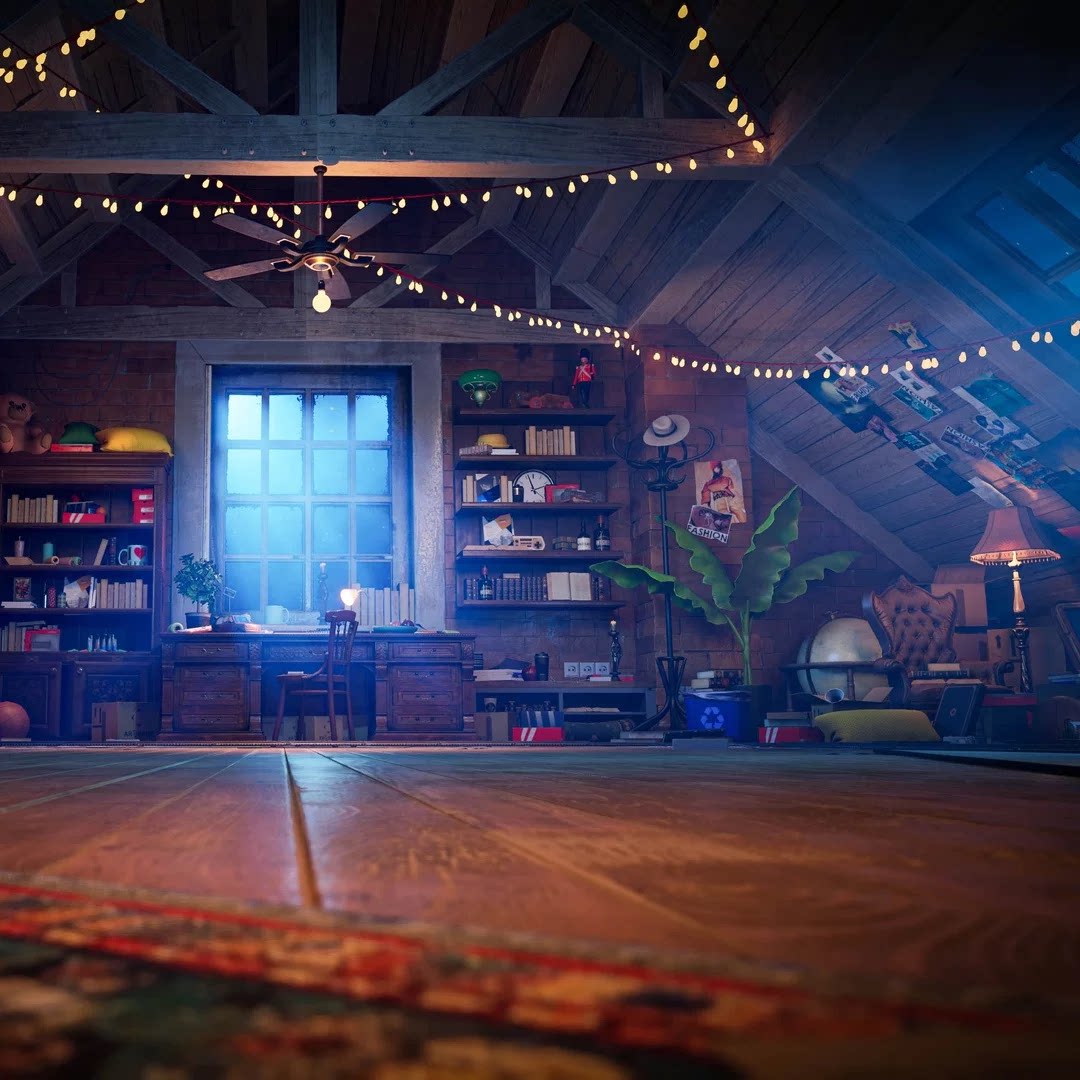 UE5.1复古客厅阁楼玩具房间日夜景Vintage Attic Environment Kit