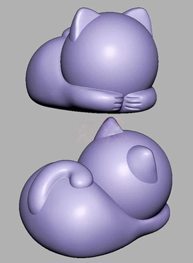 猫小猫卡通趴趴猫圆雕图雕刻图stl文件三维立体图3d打印模型1488