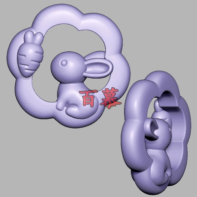 花环萝卜兔子三维立体图圆雕图STL文件雕刻机3D立体模型3441