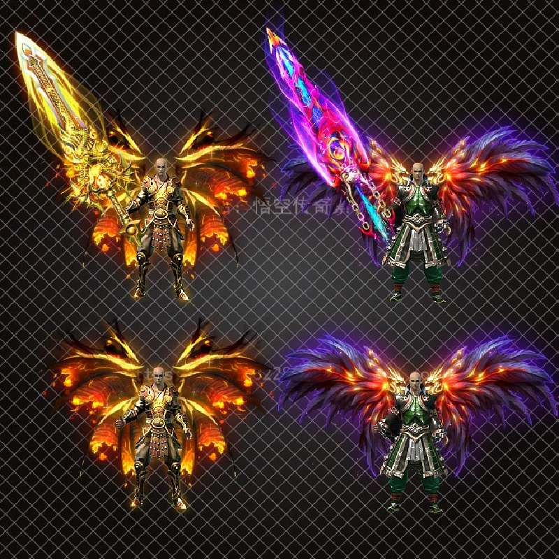 传奇剑甲素材 高清单职业 武器衣服两件套精品端手游通用素材装备