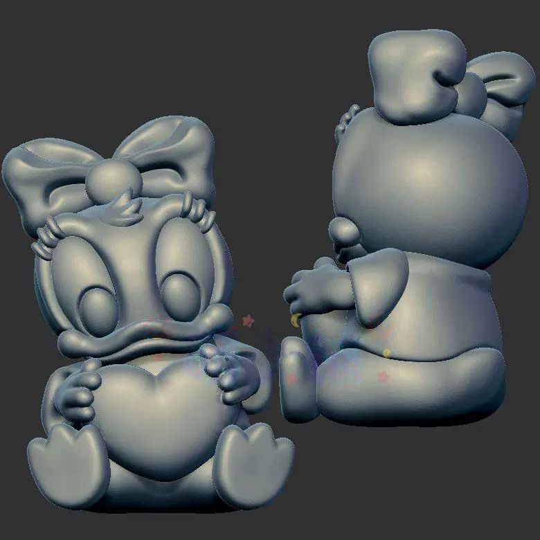 抱爱心唐老鸭三维立体图3d打印stl文件圆雕图雕刻机3d模型2176