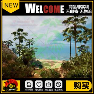 UE5 虚幻5 超写实海滩海岸灯塔码头岛屿棕榈树山石马路场景3D模型