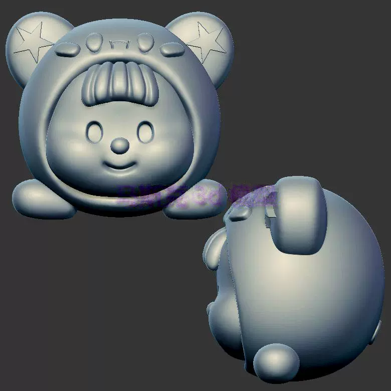 星之卡比多妹圆雕图雕刻机图纸stl文件三维立体图3d打印模型1338