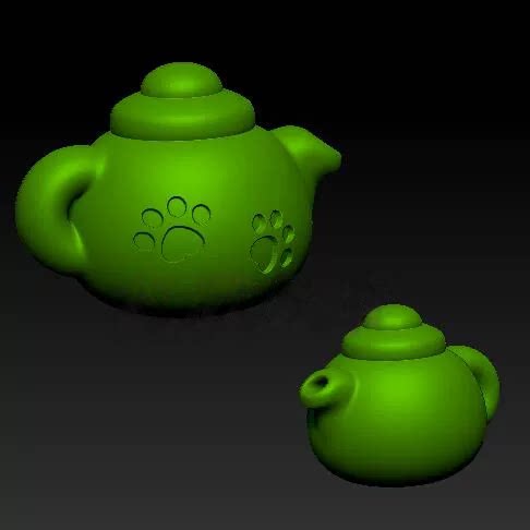 猫爪壶三维立体圆雕图STL图把把壶水壶茶壶把件3D打印模型图C695