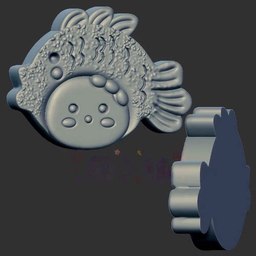 小鱼饼干金鱼三维立体图3d打印stl文件圆雕图雕刻机3d模型2488
