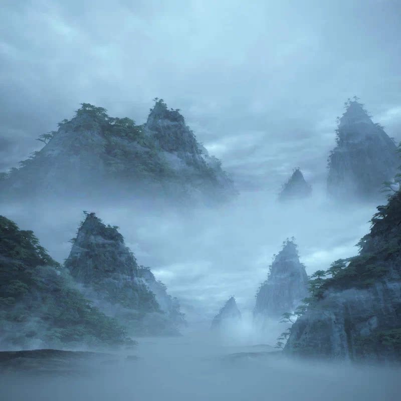 ue5仙山仙境山崖场景资产古风设计素材/源文件