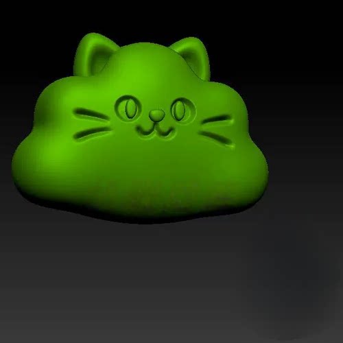 卡通云朵小猫三维立体图圆雕图STL图猫咪3D打印模型图C688