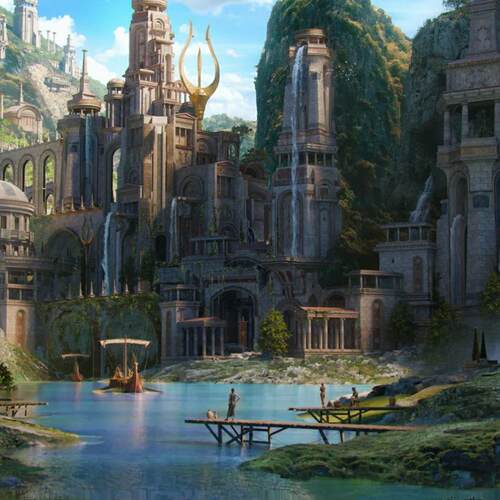 UE5中世纪亚特兰蒂斯欧式罗马宫殿宏伟建筑船模型Atlantis带FBX