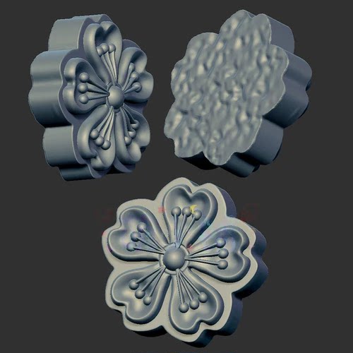 樱花月饼花朵三维立体图圆雕图雕刻图纸stl文件雕刻机3d模型999