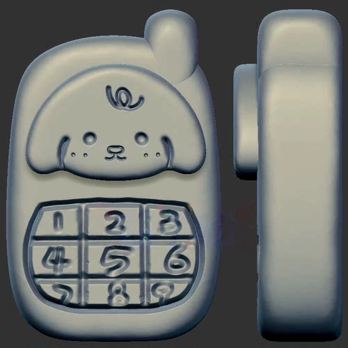 小狗手机电话三维立体图3d打印stl文件圆雕图雕刻机3d模型2244