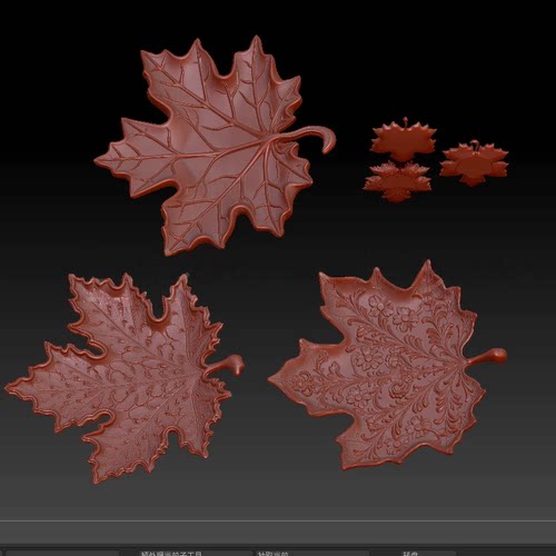 15花叶子盘是stl格式圆雕图雕刻图模型文件三维立体图3d