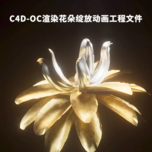 C4D+OC电商美妆花朵绽放开花动画工程文件