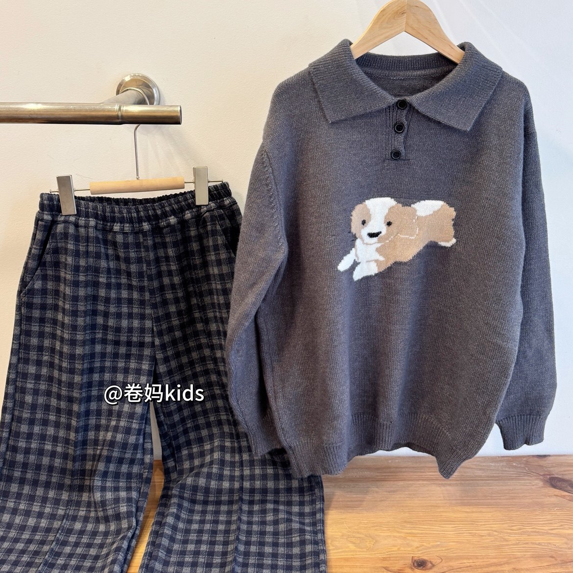 卷妈童品26冬季中大童套装Polo衫毛衣加绒软呢子格子阔腿裤两件套,童装/婴儿装/亲子装,套装,淘宝优惠券,粉丝福利购,淘宝优惠卷