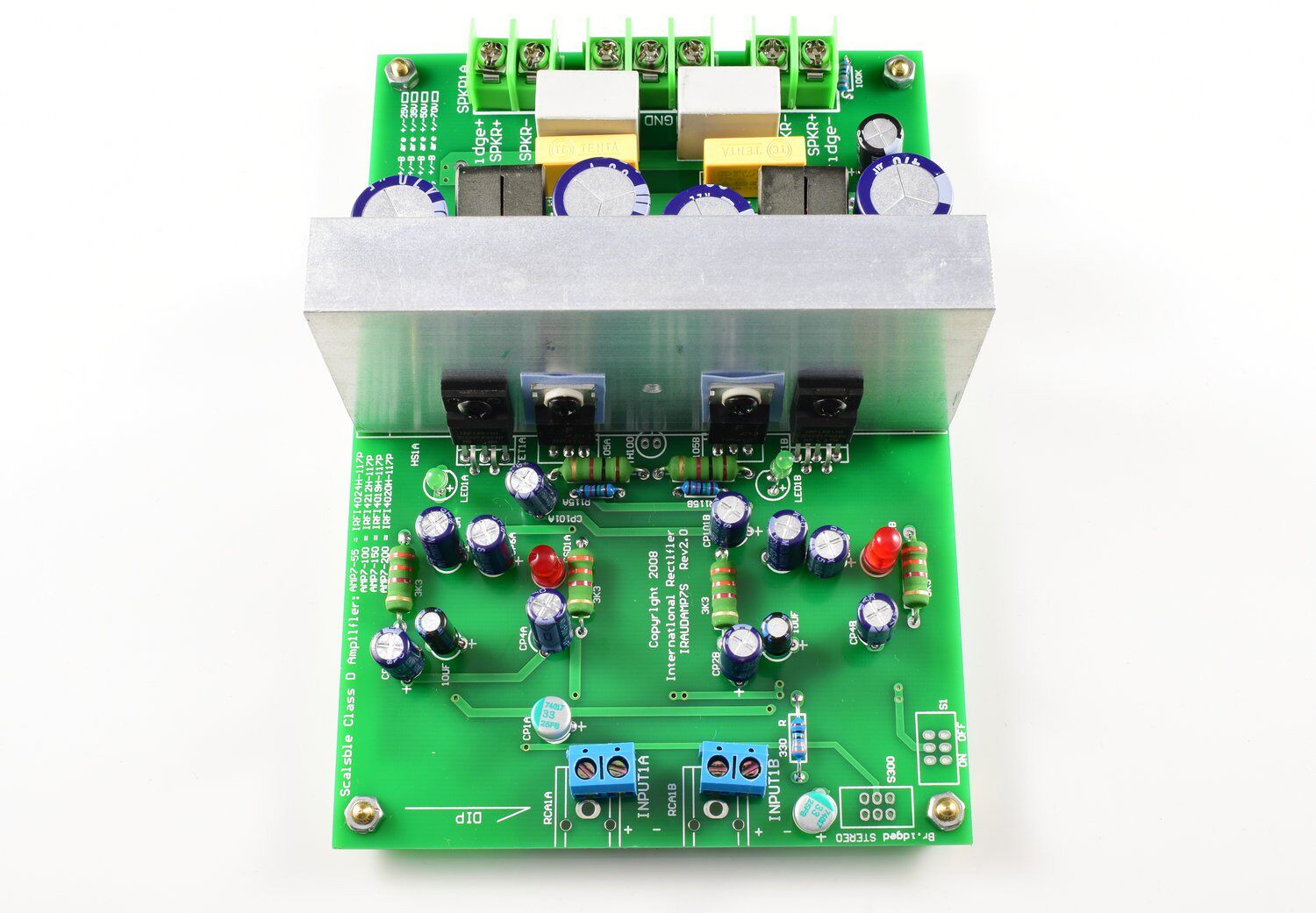 L15DX2 IRS2092 D类功放成品板 双声道 IRAUDAMP7S 125W-500W功放