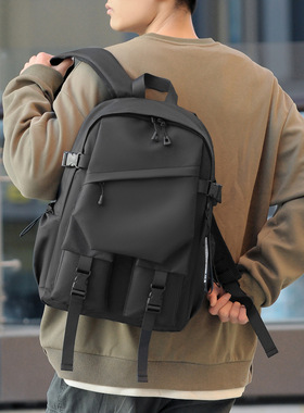 新款商务通勤双肩包男士背包简约时尚大容量旅行包耐磨大学生书包