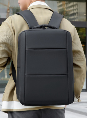 新款男士双肩包商务通勤质感电脑包多功能大容量休闲简约USB背包