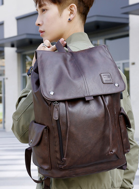 2026新款男士潮流双肩包时尚简约大容量背包休闲旅行包大学生书包