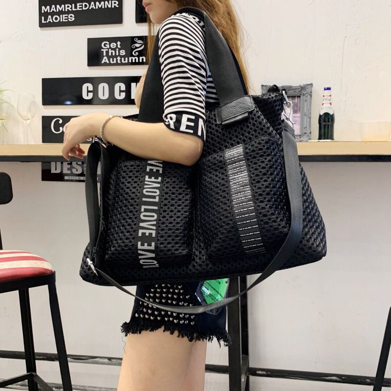 轻便短途旅行包手提包韩版潮流出差行李包大容量女网布单肩包女包