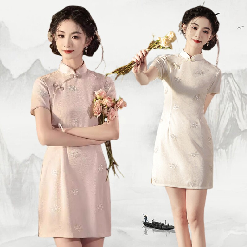 国风时尚蕾丝气质年轻款小个子日常短款显瘦旗袍2026新款苏州旗袍