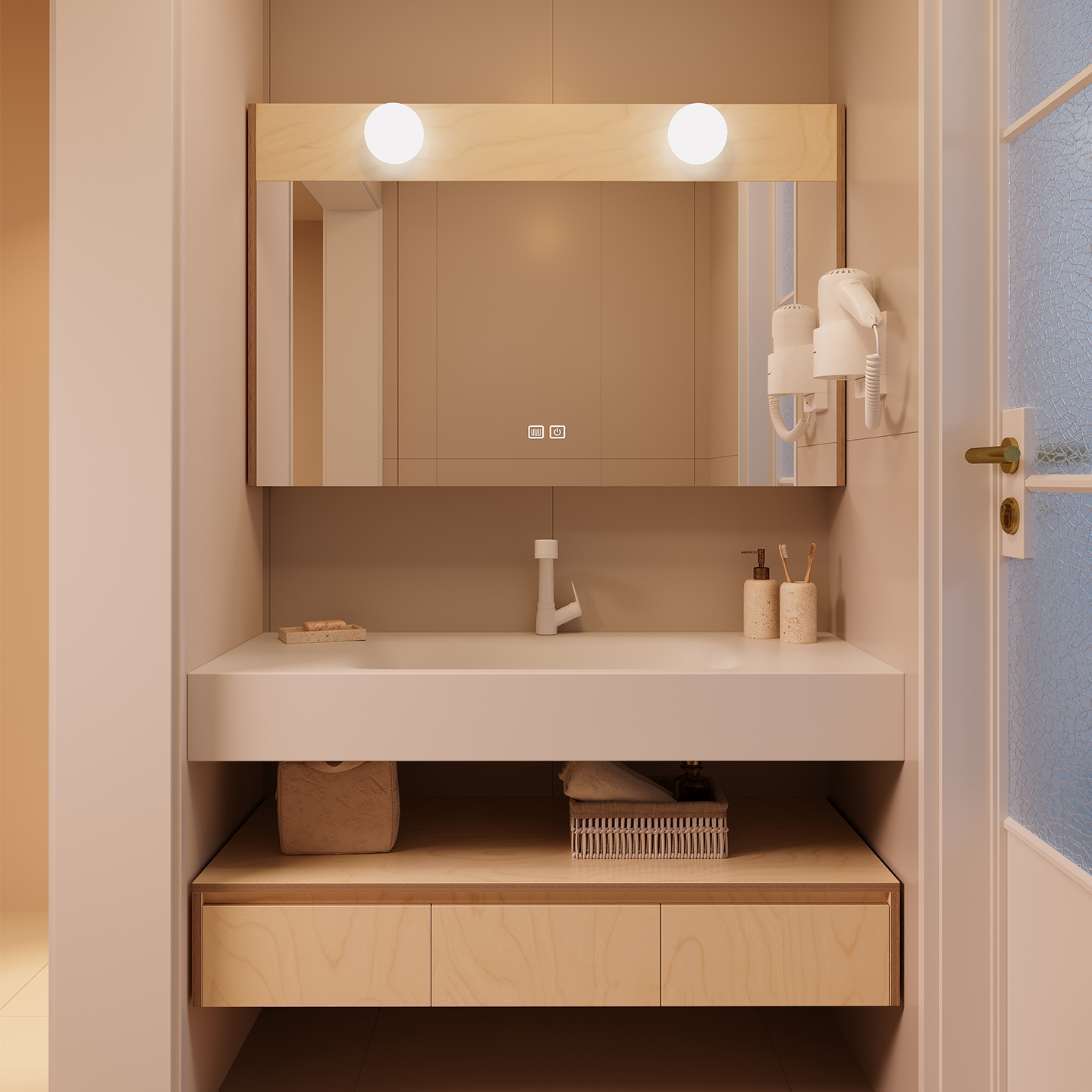 海洋板浴室柜组合岩板热弯一体盆