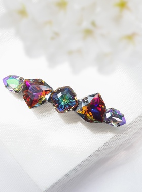 韩国时尚 PuPu家水晶发夹 弹簧夹高端复古抓夹高级感发夹后脑勺