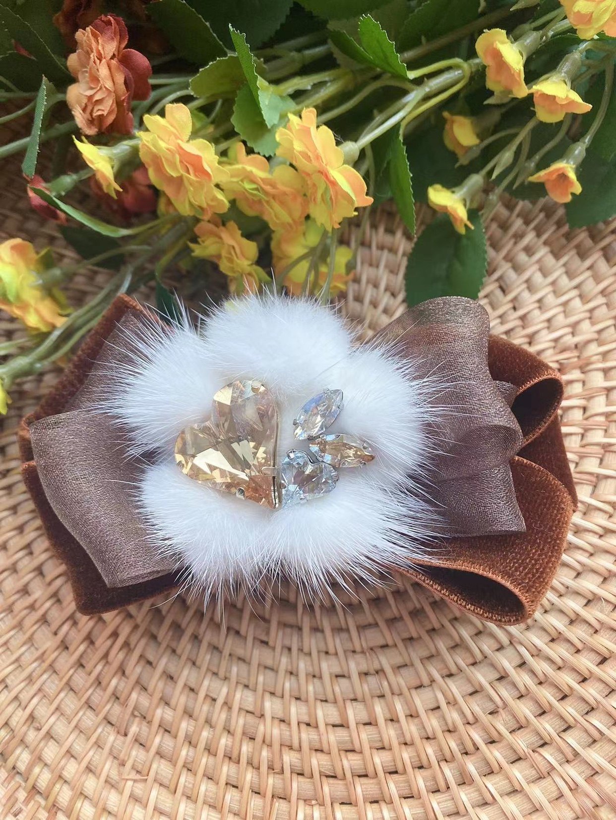 施家水晶 水貂毛蝴蝶结发夹,饰品/流行首饰/时尚饰品新,发饰,淘宝优惠券,粉丝福利购,淘宝优惠卷