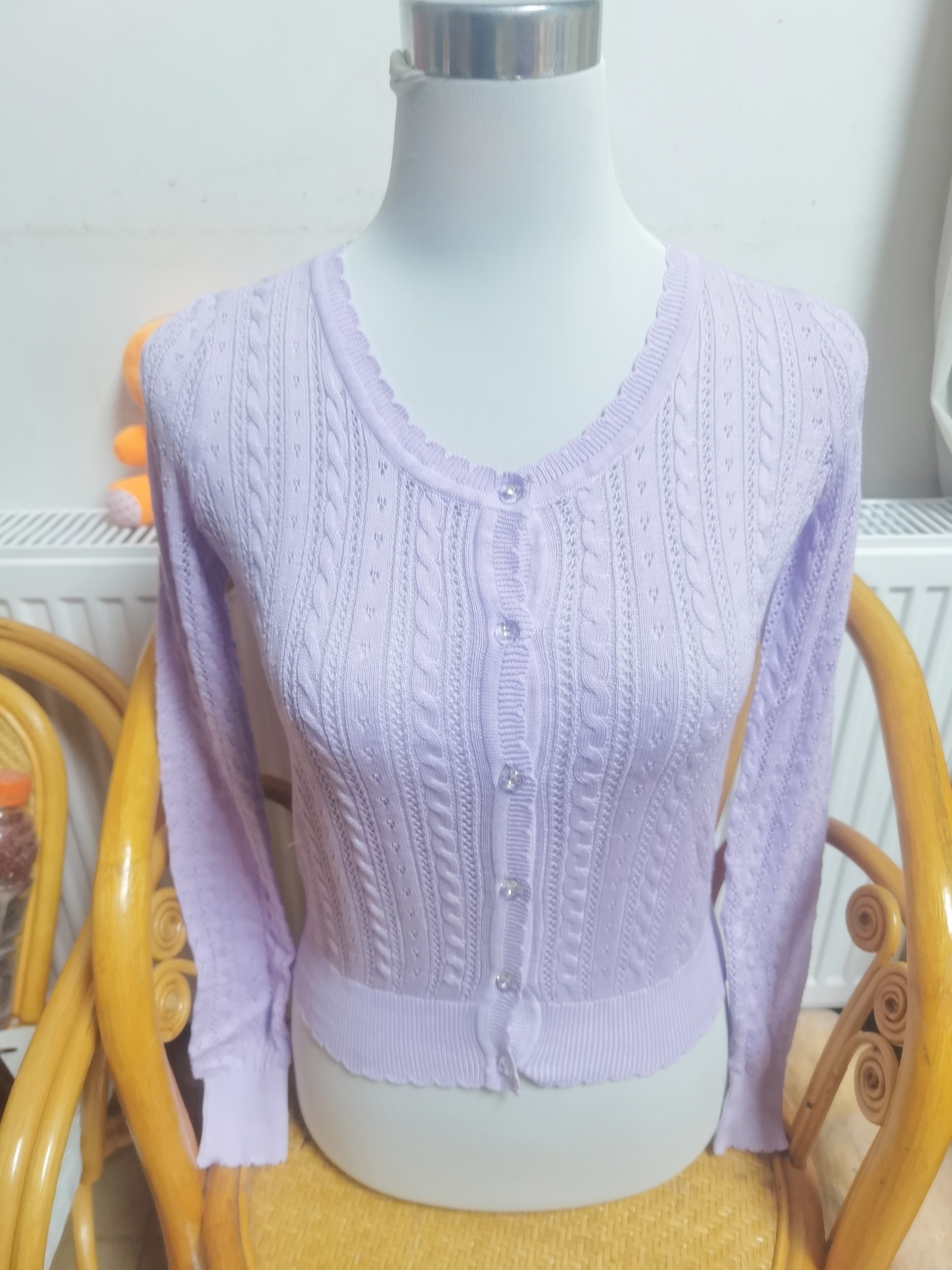 出口日本外贸原单ingni女士均码镂空针织开衫均码纯棉